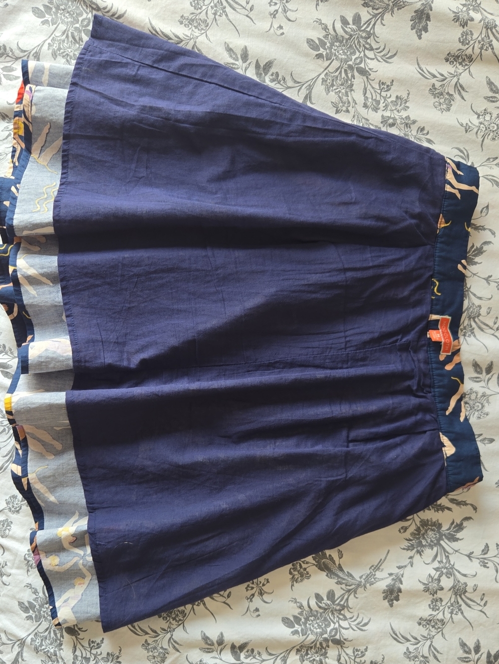 ModCloth Synchronized Swimmers Pleated Cotton Skirt Navy Medium - Picture 12 of 16